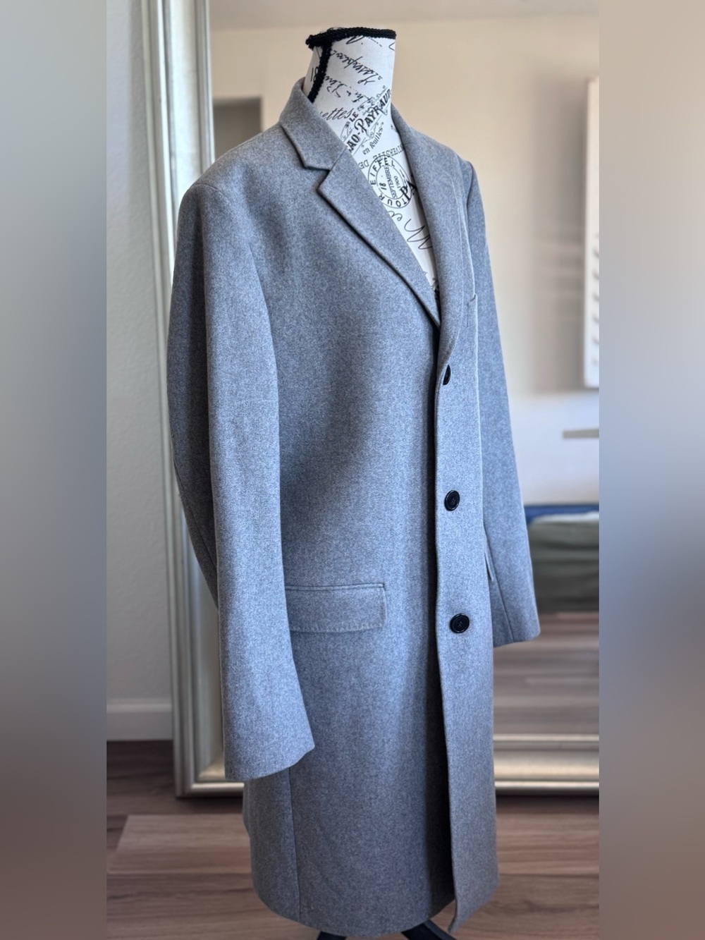 H&M Gray Wool Blend Topcoat Dress Overcoat Jacket Men’s Size 40R